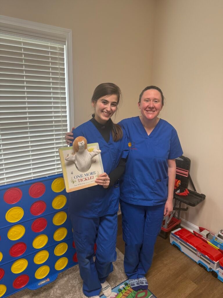 Toys are tools for play and storytelling that promote executive function and social emotional regulation. Toy Story 5 has many of the same themes as my Story Power Therapy program that teaches about the importance of play. Here my OT team and I are using stories to inspire children to feel more confident to sleep, playa and develop relationships.